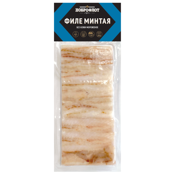 "ДОБРОФЛОТ" филе минтая без кожи блочной заморозки